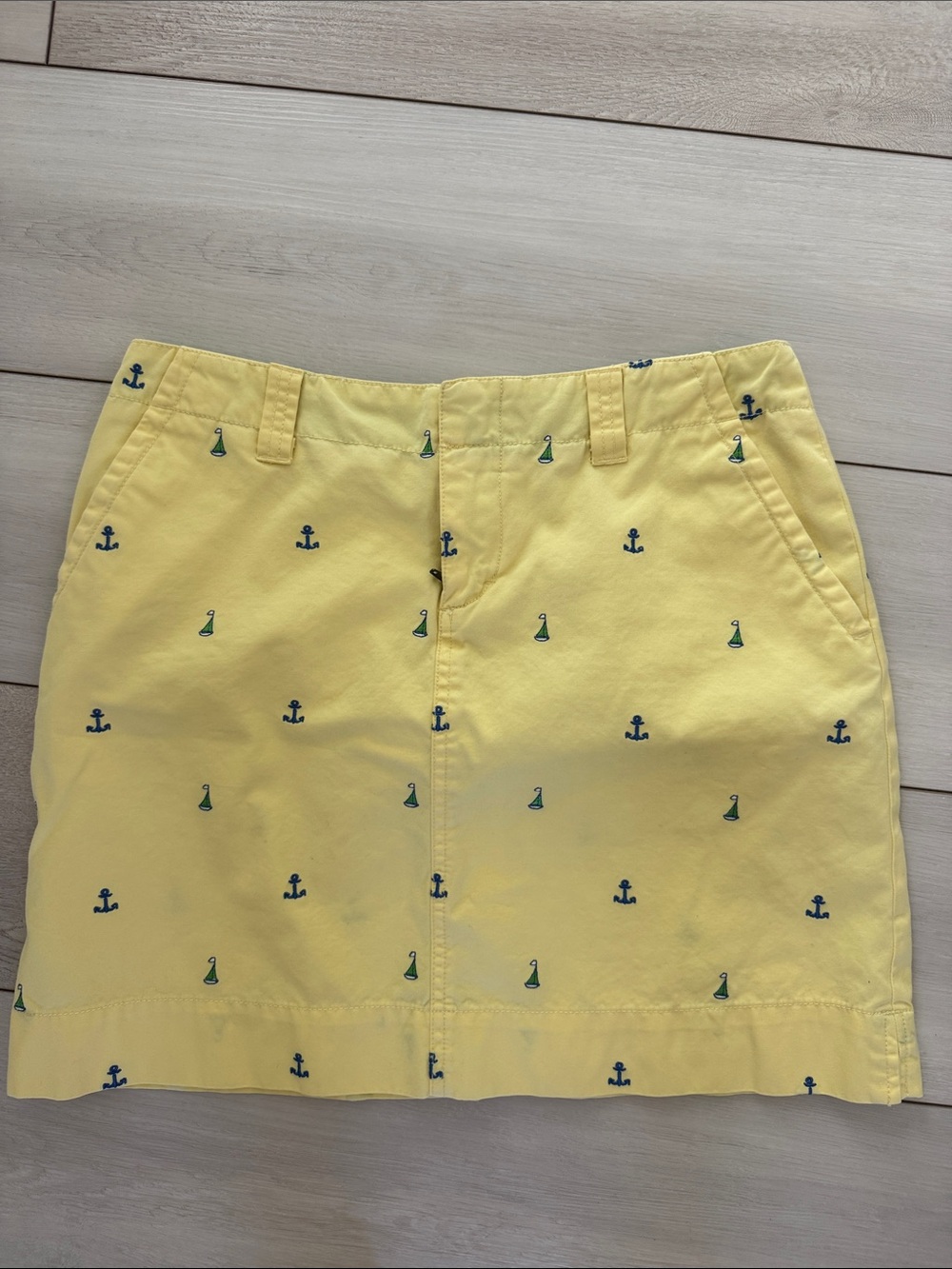 Lilly Pulitzer Butter Yellow Nautical Anchor & Buoy Embroidered Cotton Skirt